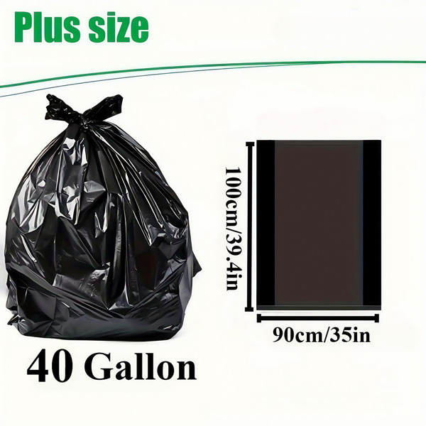 40 Gallon Trash Bags Heavy Duty, (100PCS) 1.9MIL Trash Bags Large Black Trash Bags 35in*39.4in Garbage Bags for Lawn, Leaf, and Commercial