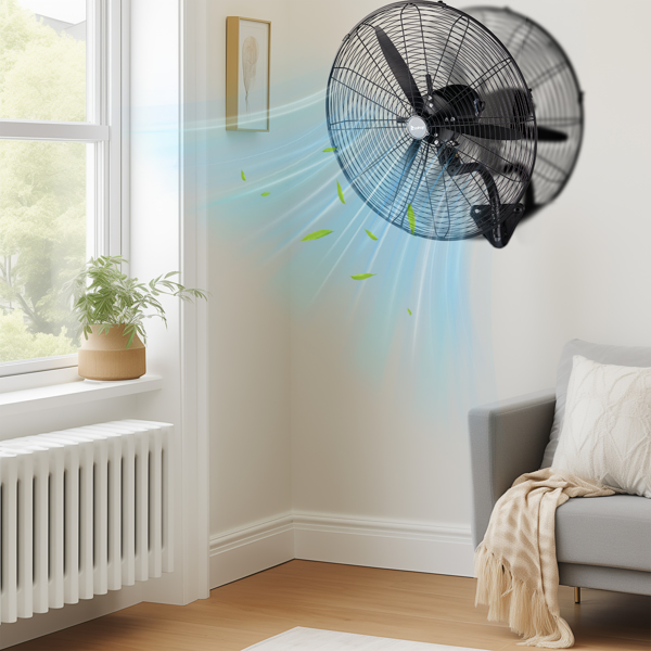 MFJ-EW50 20inch High Velocity Wall Mount Fan Oscillating,Industrial Fan with 4 Speed Ventilation,100% BLDC Copper Motor,4963CFM,,Heavy Duty Metal Fan for Outdoor, Indoor Use