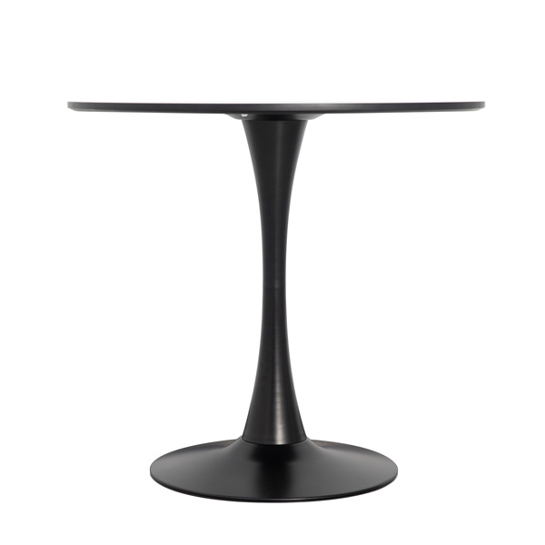 Round Black Dining Table 31.5" with Pedestal Base, Mid Century Kitchen Table Coffee Table for 2 to 4 Person