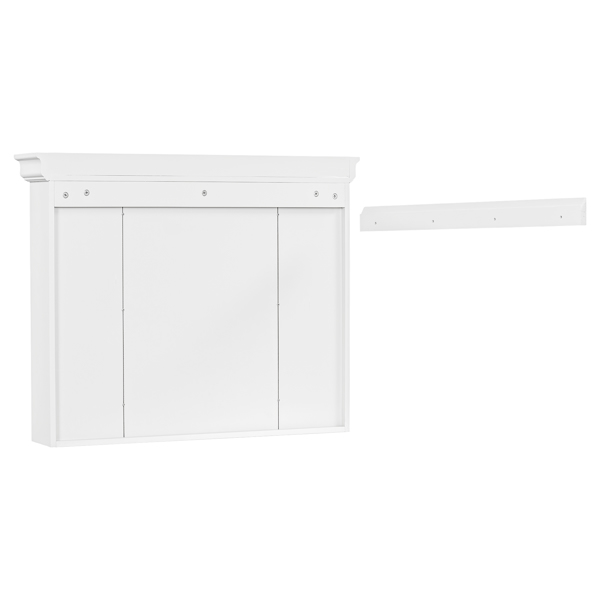 35'' x 28'' White Wall Mounted Bathroom Storage Cabinet with Mirror Door, Modern Bathroom Wall Cabinet with Mirror, Medicine Cabinet with 6 Open Shelves