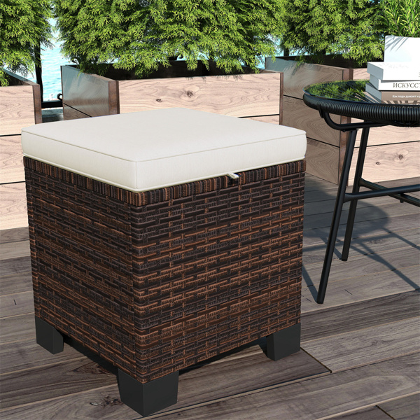 2 Pieces Wicker Outdoor Ottomans