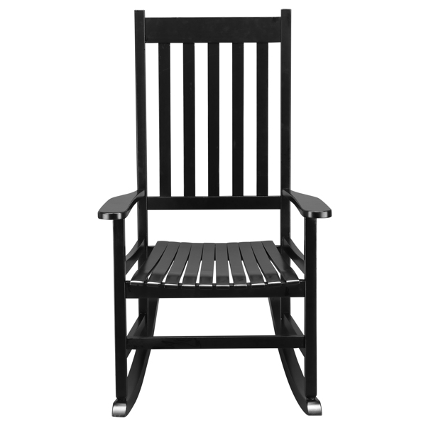 Outdoor Wood Rocking Chair, Wooden Patio Rocking Chair with Comfortable Backrest, Weatherproof Patio Rocker for Patio Garden Yard Balcony Poolside, Black