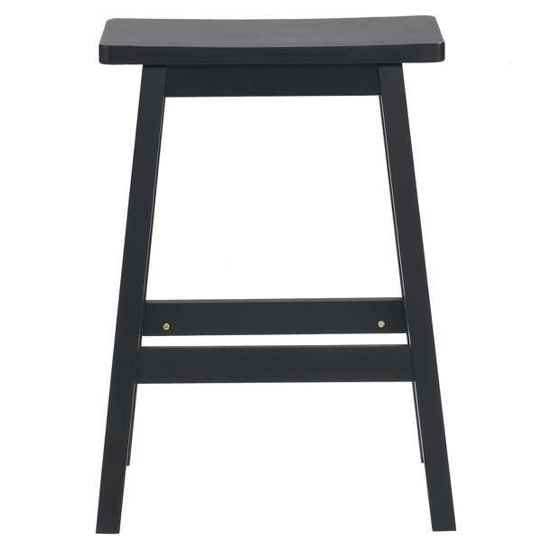 2pcs Pine Wood Saddle Seat Bar Stool Black