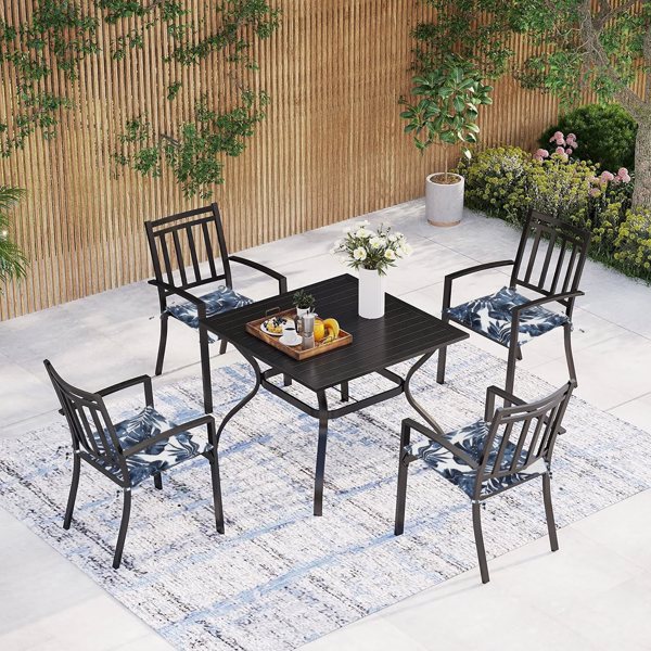 4PCS Outdoor Patio Seat Cushion Replacement Seat Cushion with Ties, 15