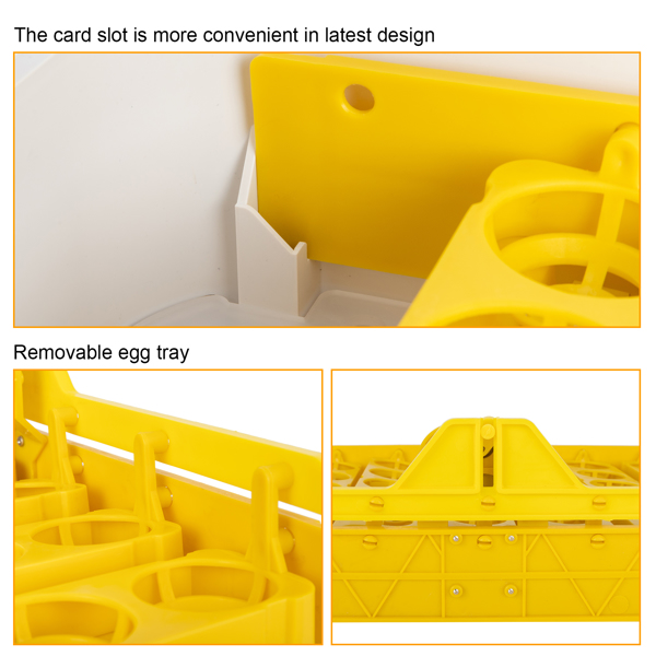  【same code：66032192】42-Egg Practical Fully Automatic Poultry Incubator with Egg Candler US Standard Yellow & & White & Transparent