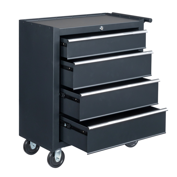 Single-bottom cabinet 4-draw, steel, black 330lb instrument cart, storage room