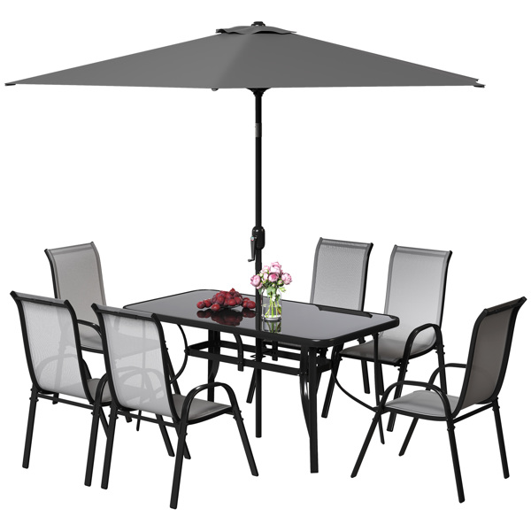 Outdoor dining table and chair package with umbrella ( Amazon Shipping)（Prohibited by WalMart）