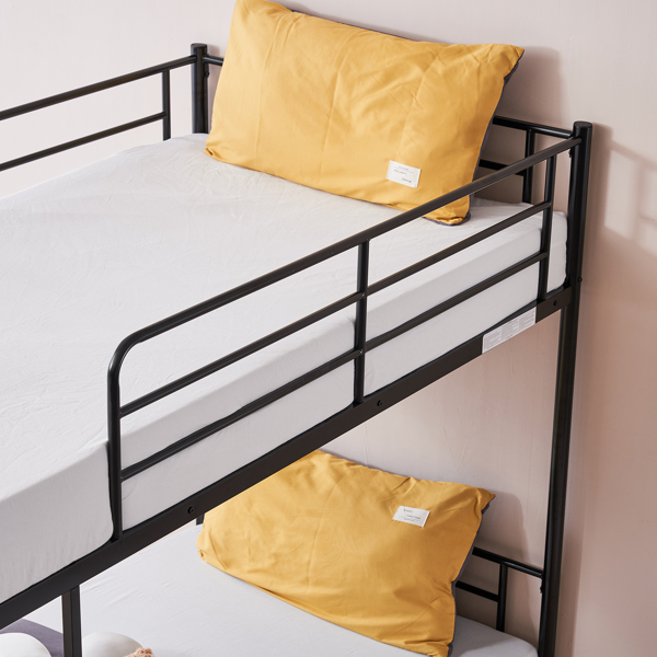 【same code：67430277】Iron Bed Bunk Bed with Ladder for Kids Twin Size Black