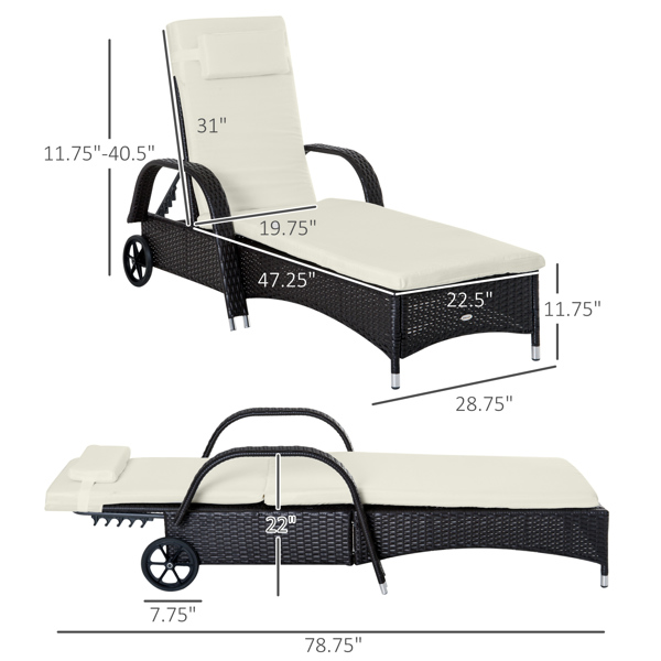 Rattan Chaise Lounge Chair