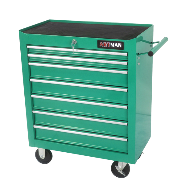 7 DRAWERS MULTIFUNCTIONAL TOOL CART WITH WHEELS-GREEN