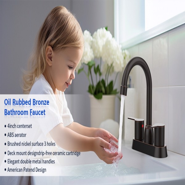 2 Handles Bathroom Sink Faucet, Oil Rubbed Bronze Centerset RV Bathroom Faucets for 2/3 Hole[Unable to ship on weekends]