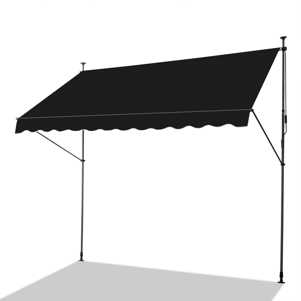 118.1"D x 59.1"W x(78.7 -118.1)"H Retractable Awning Black