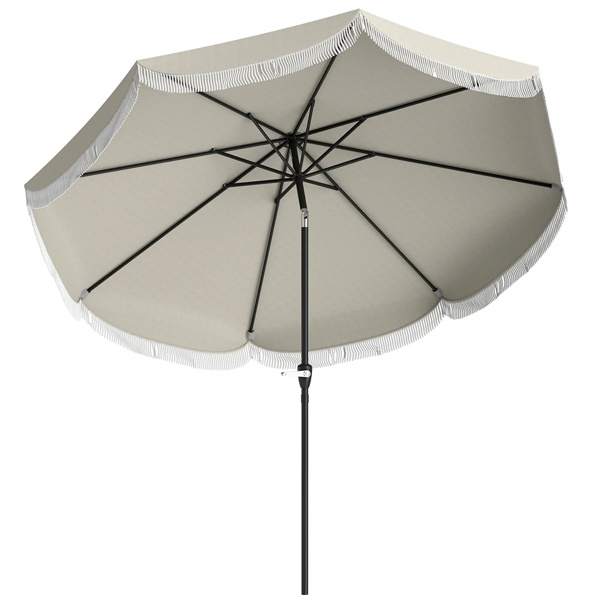 8.8FT Elegance Patio Umbrella, UPF 30+ Outdoor Market Umbrella with 8 Ribs, Push Button Tilt,Light Gray 