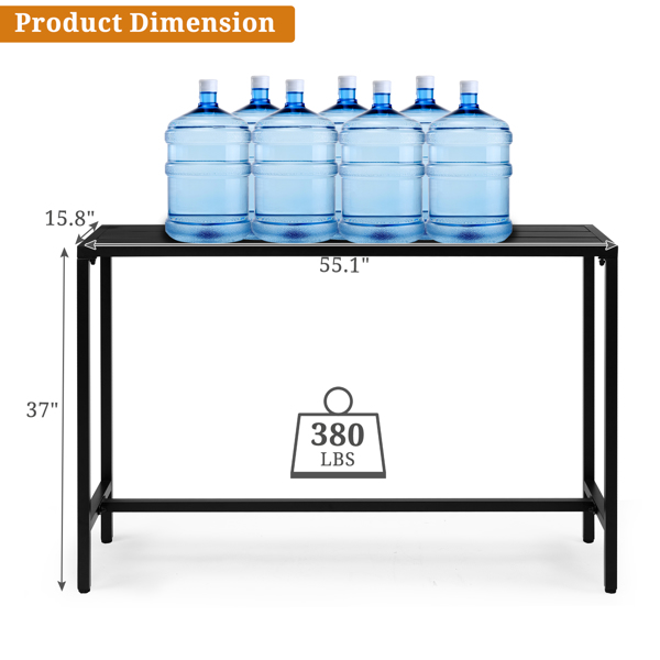 3 Piece Outdoor Patio Bar Set, 55" Rectangular Pub Height High Top Bar Table with 2 Cushioned Bar Stools, Metal Bar Table and Chairs Set for Balcony Backyard Porch