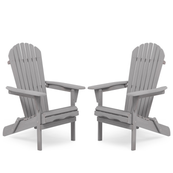 Wood Lounge Patio Chair for Garden Outdoor Wooden Folding Adirondack Chair Set of 2 Solid Cedar Wood Lounge Patio Chair for Garden, Lawn, Backyard, 