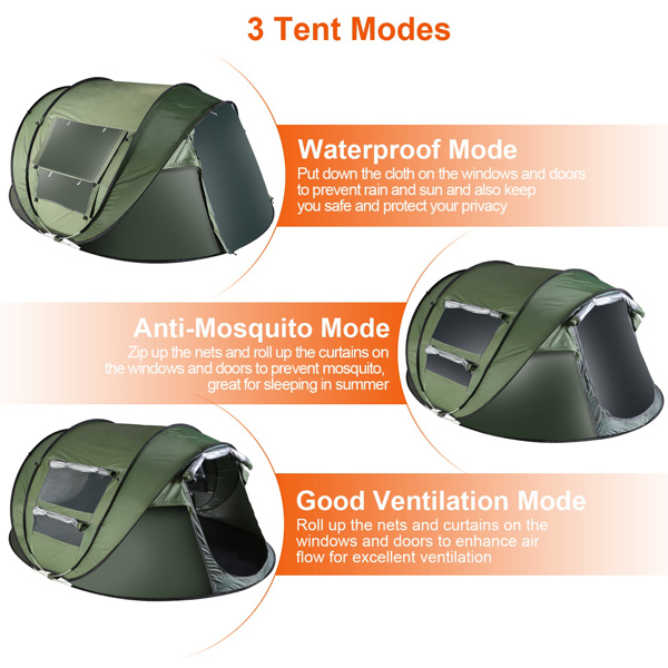 5-8 Person Pop Up Tent Automatic Setup Camping Tent Waterproof Instant Setup Tent with 4 Mosquito Net Windows Carrying Bag for Hiking Climbing Adventure Fishing