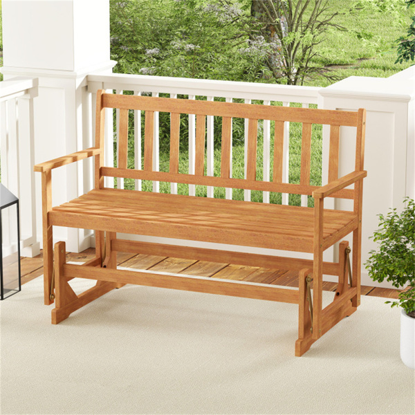 2-Person Wooden Outdoor Rocking Chair，Patio Swing Rocking Loveseat