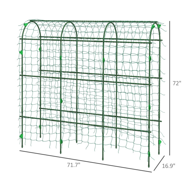 17" x 72" x 72"  Outdoor Metal Garden Trellis with Climbing Net 