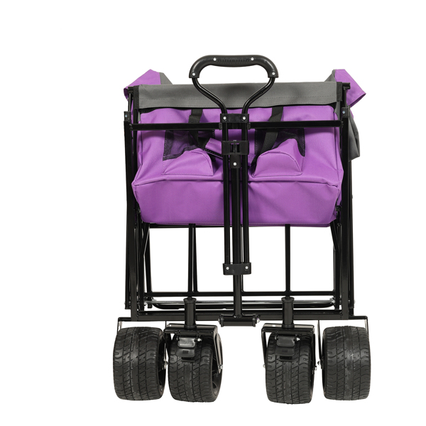 480Lbs Collapsible Wagon with Canopy,Wagon Stroller with 7" All-Terrain Wheels, Lightweight Foldable Wagon, Large Capacity for Camping, Shopping, Sports, and Garden Use,,purple with mosquito net