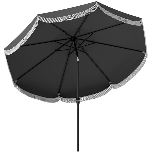 8.8FT Elegance Patio Umbrella, UPF 30+ Outdoor Market Umbrella with 8 Ribs, Push Button Tilt,Charcoal Gray 