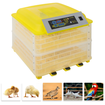 【Same model code：86253457】96-Egg Practical Fully Automatic Poultry Incubator (US Standard) Yellow & Transparent