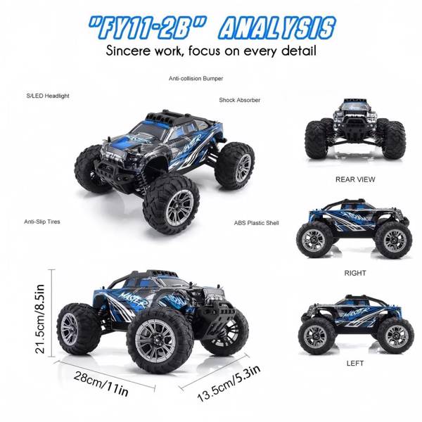  1: 16 scale remote control car, all terrain with four-wheel drive, high-speed electric drift racing car, suitable for children, parents and children interactive toys, blue