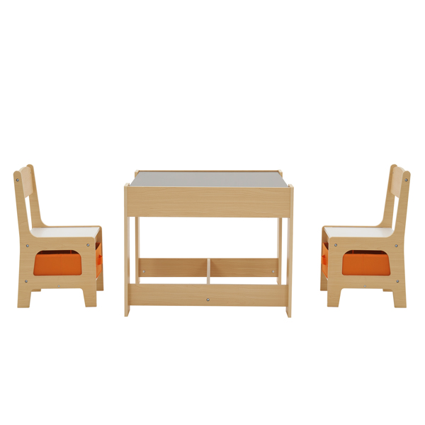 Children's Wooden Table And Chair Set With Two Storage Bags (One Table And Two Chairs)