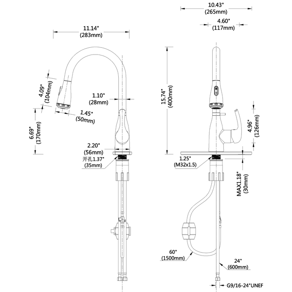 Kitchen Faucet with Pull Down Sprayer and 4 Spraying Modes Brushed Nickel Commercial 1 or 3 Hole Kitchen Faucets with Locking Buckle for Farmhouse Rv Bar Sinks[Unable to ship on weekends]