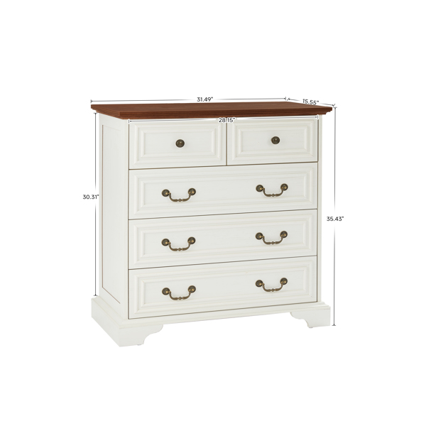 Modern White 5-Drawer Dresser for Bedroom - Ample Storage Wide Chest of Drawers, Sturdy & Safe