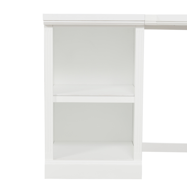 57.68" Modern L Shaped Executive Desk with 2 Storage Cabinets and 3 Drawers,Corner Writing Desk,Office Desk Furniture,Computer Desks with Depth Workstation for Home Office,Living room,White