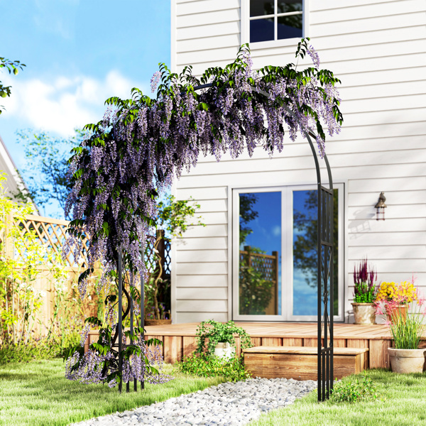 Steel Garden Arch with Gate ( Amazon Shipping)（Prohibited by WalMart）