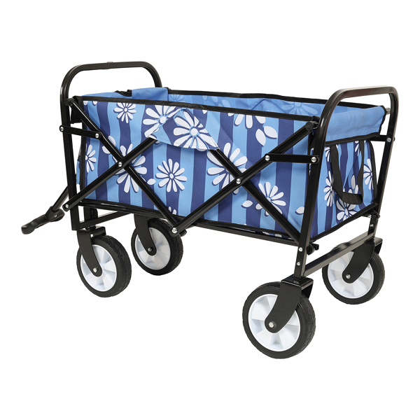 Minimeetall Colorful Collapsible Foldable Wagon Cart with strapping system, Beach Wagon ,Utility Wagon Grocery Cart Camping Shopping Sports Gardeing Fishing Supports 225lb,blue vertical