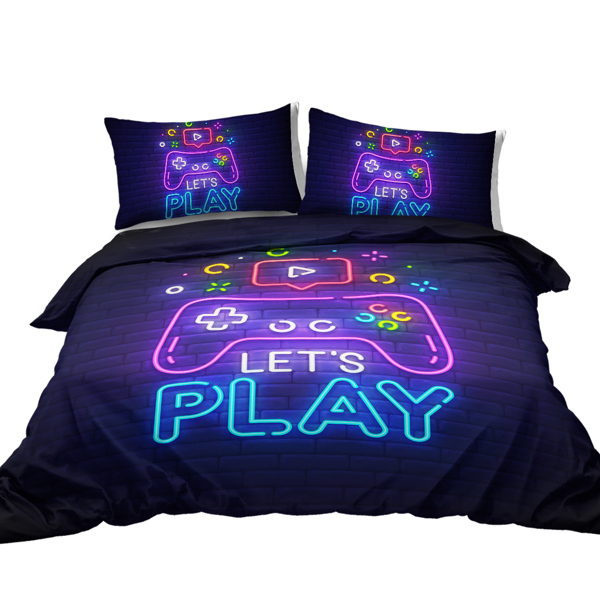 Gaming Duvet Cover Set Queen Size Video Game Controller Bedding Set, Boys Video Games Comforter Cover with 2 Pillow Shams, Bed Set for Boys Girls Bedroom Decor