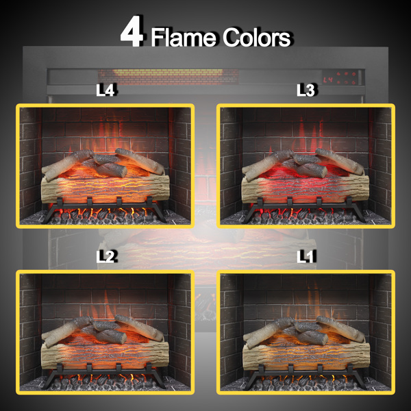 28inch Infrared Electric Fireplace Insert, Touch Panel Home Decor Heater, With Cracking Sound