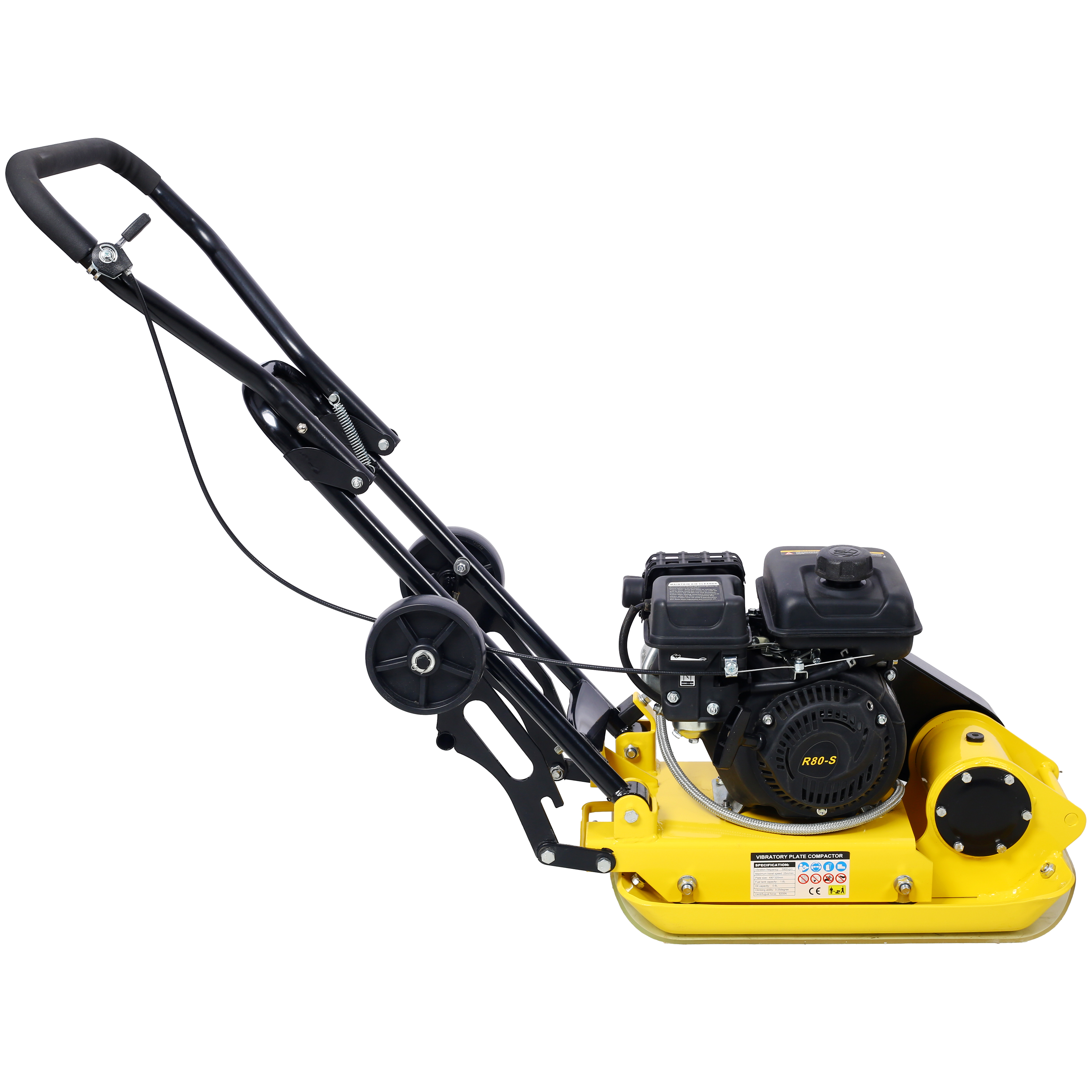 2.5HP Plate Compactor Gas 79.7cc 8200N Force Construction Concrete Tamper Machine Power Paver 19.3 x 12.6″ Plate