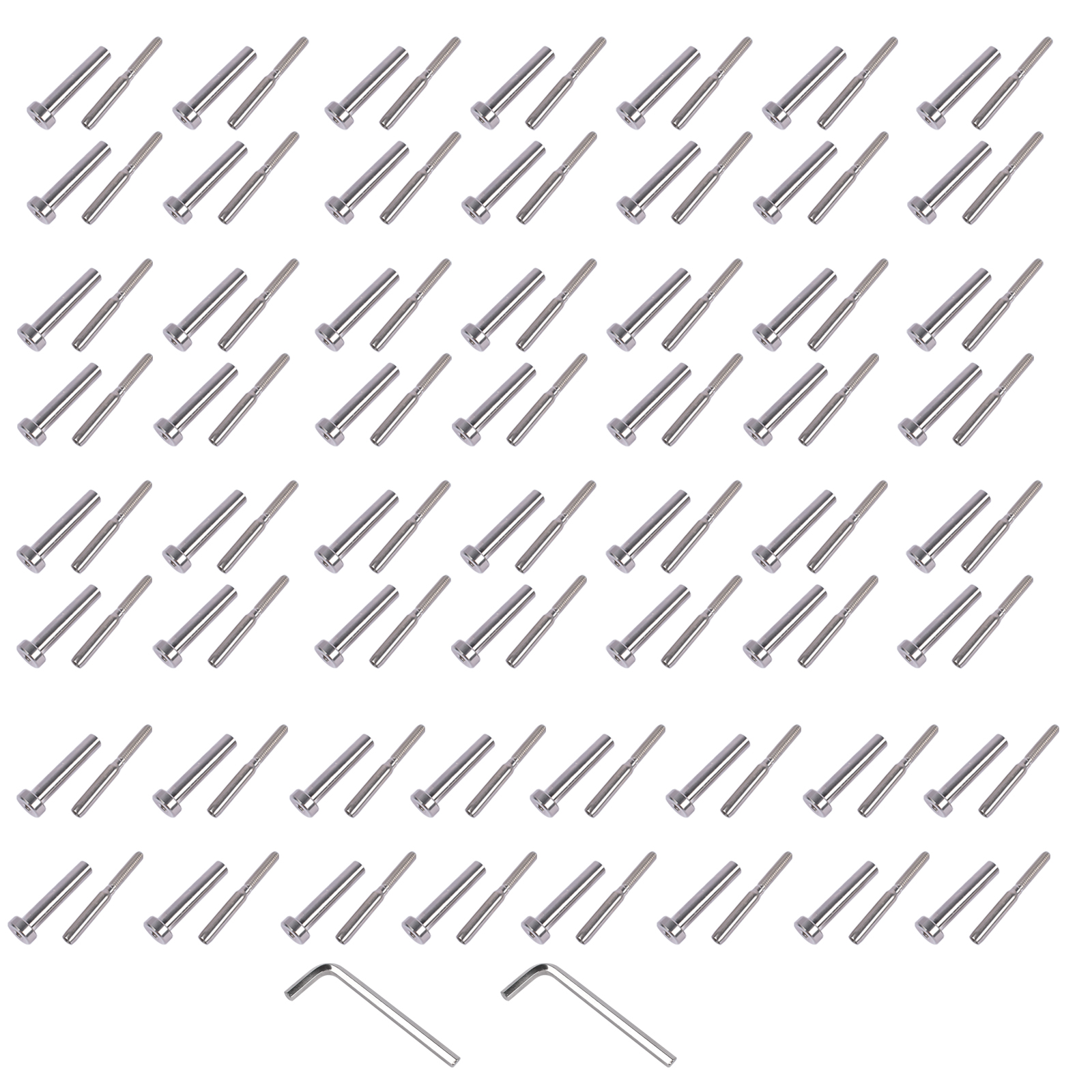 100Pcs Polished Stainless Steel Screw Fastener Kit Fits for 3/16 Inch Wire Rope Cables view 4