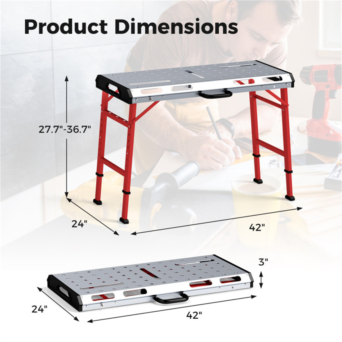 42″ x 21″ Heavy-Duty Welding Table with 2 Bar Clamps view 3