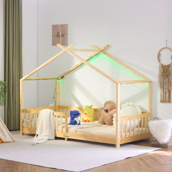 X-Shaped Roof Design Wood Painted Pine Children's Bed