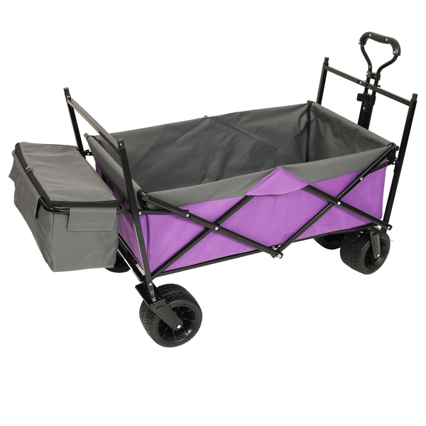 480Lbs Collapsible Wagon with Canopy,Wagon Stroller with 7" All-Terrain Wheels, Lightweight Foldable Wagon, Large Capacity for Camping, Shopping, Sports, and Garden Use,,purple with mosquito net