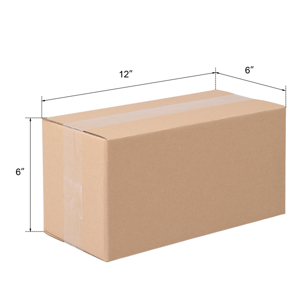 50pcs 12 "x 6" x 6 "(30.5x15.2x15.2cm) thick 3mm corrugated cardboard box in kraft paper color