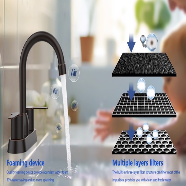 2 Handles Bathroom Sink Faucet, Oil Rubbed Bronze Centerset RV Bathroom Faucets for 2/3 Hole[Unable to ship on weekends]