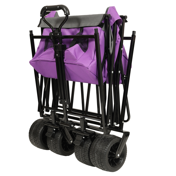 480Lbs Collapsible Wagon with Canopy,Wagon Stroller with 7" All-Terrain Wheels, Lightweight Foldable Wagon, Large Capacity for Camping, Shopping, Sports, and Garden Use,,purple with mosquito net