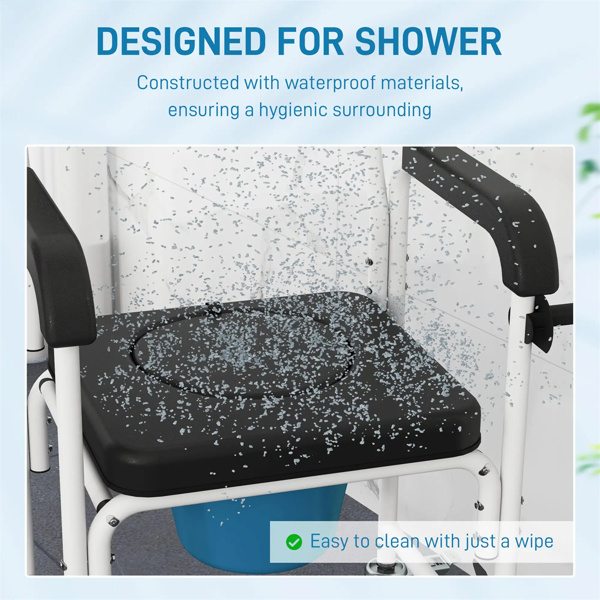   Black Shower Commode Wheelchair,  Seniors Bedside Commode Chai