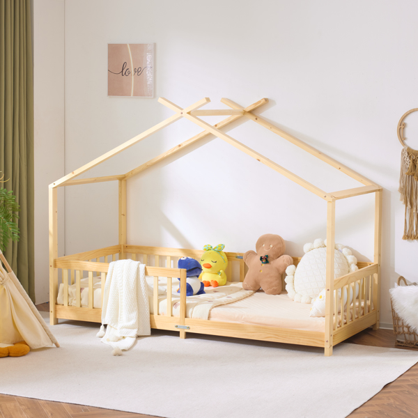 X-Shaped Roof Design White Painted Pine Children's Bed