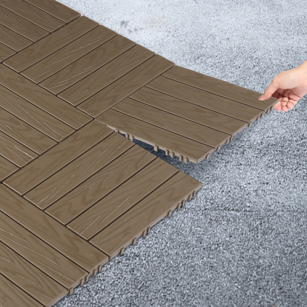 Plastic Interlocking Deck Tiles, 27 Pack, 11.8"x11.8" Waterproof Flooring Tiles for Indoor and Outdoor, Patio Floor Decking Tiles for Porch Poolside Balcony Backyard