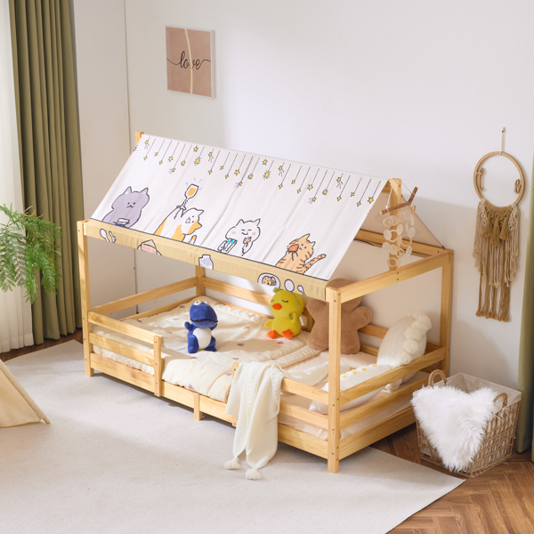 Canopy Roof Design White Painted Pine Children's Bed