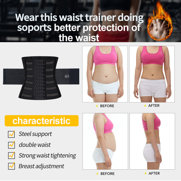 Waist Trainer Corset for Women Tummy Control Sport Workout Body Shaper Black