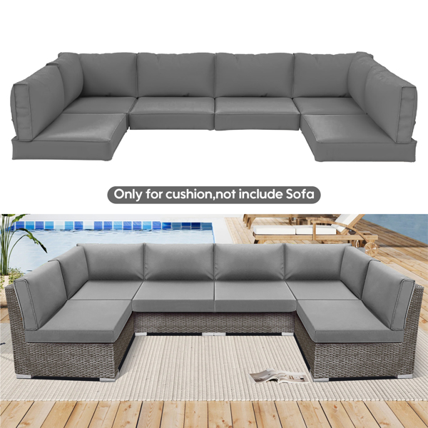 14 PCS Outdoor Cushions for Patio Furniture Replacement, Patio Furniture Cushions with Sponge, Deep Seat Patio Cushions(Grey)【Sale on Temu is banned, can not be shipped on weekends, order carefully】