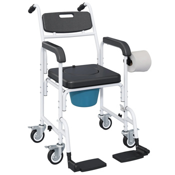   Black Shower Commode Wheelchair,  Seniors Bedside Commode Chai