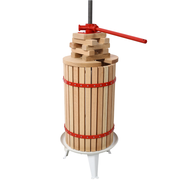 Fruit Wine Press - 100% Nature Apple&Grape&Berries Crusher Manual Juice Maker for Kitchen, Solid Wood Basket with 8 Blocks Cider Heavy Duty Wine Making Press (7.9 Gallon)